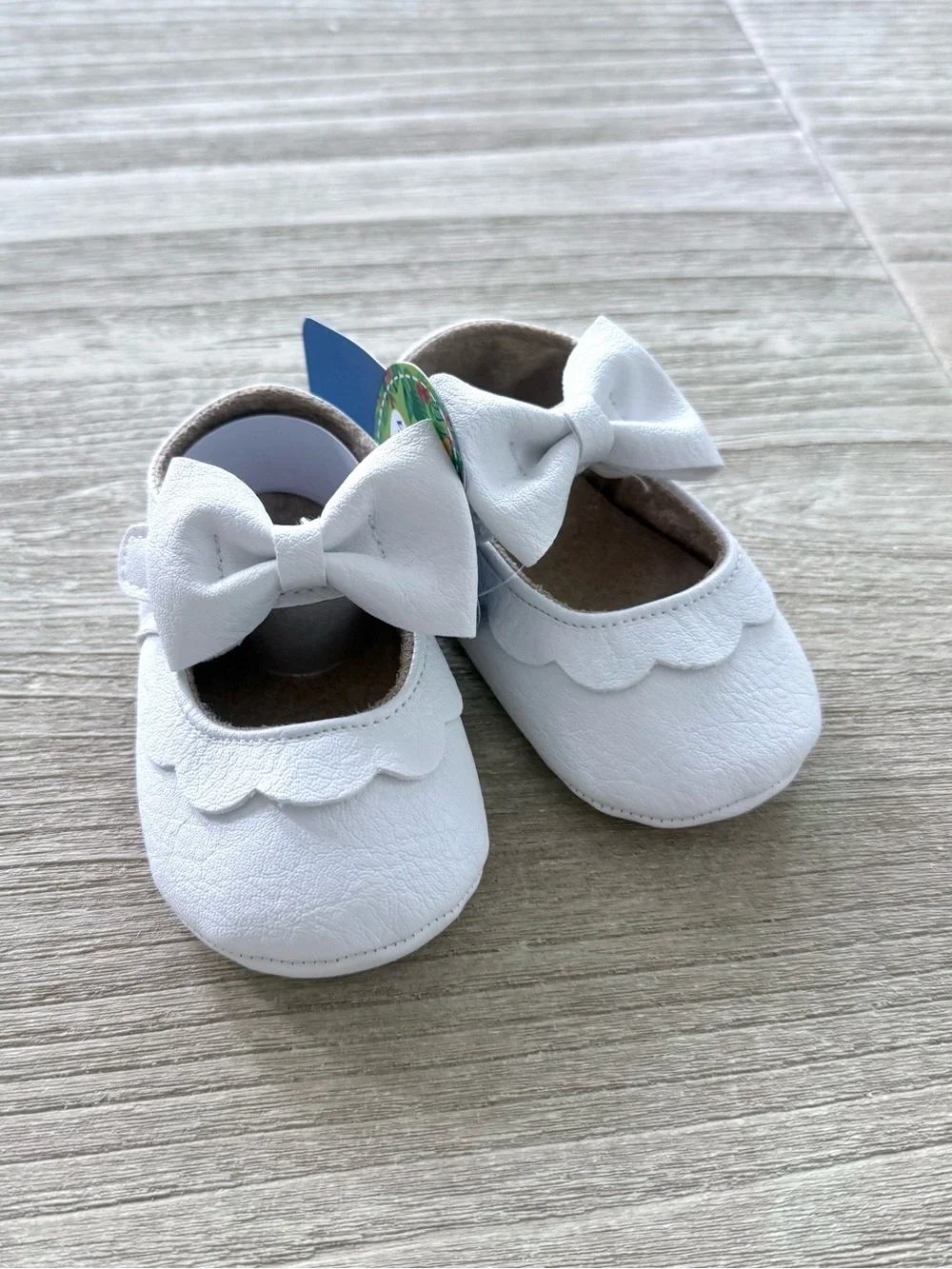 Baby Girls Mary Jane Leather Flats with Bow White